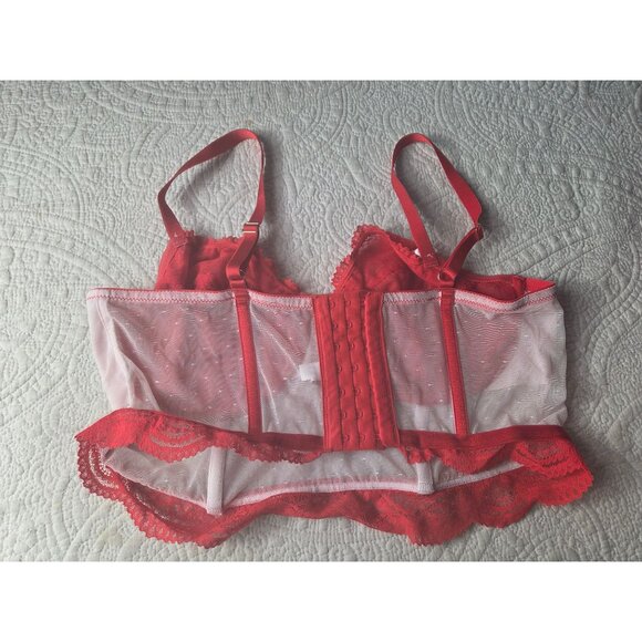 Auden Red Lace Underwire Bra*Bustier*Back Closure*Sissy*Femboy*Cosplay*XL*EUC - Picture 7 of 10